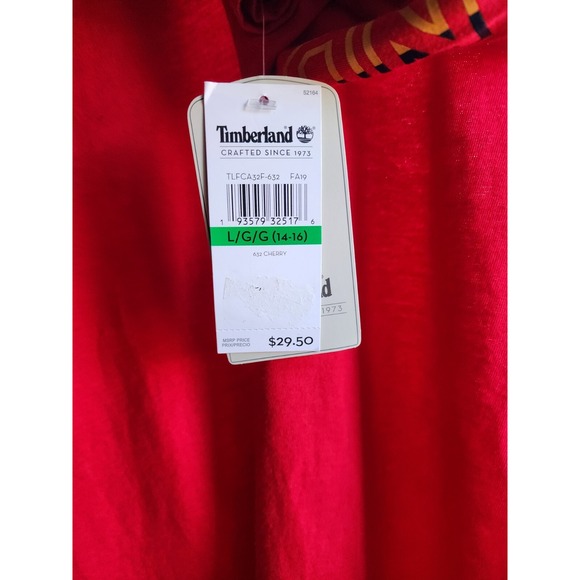 Timberland Graphic Logo Red Long Sleeve Shirt, Size Teen Large 14/16 - Picture 7 of 7